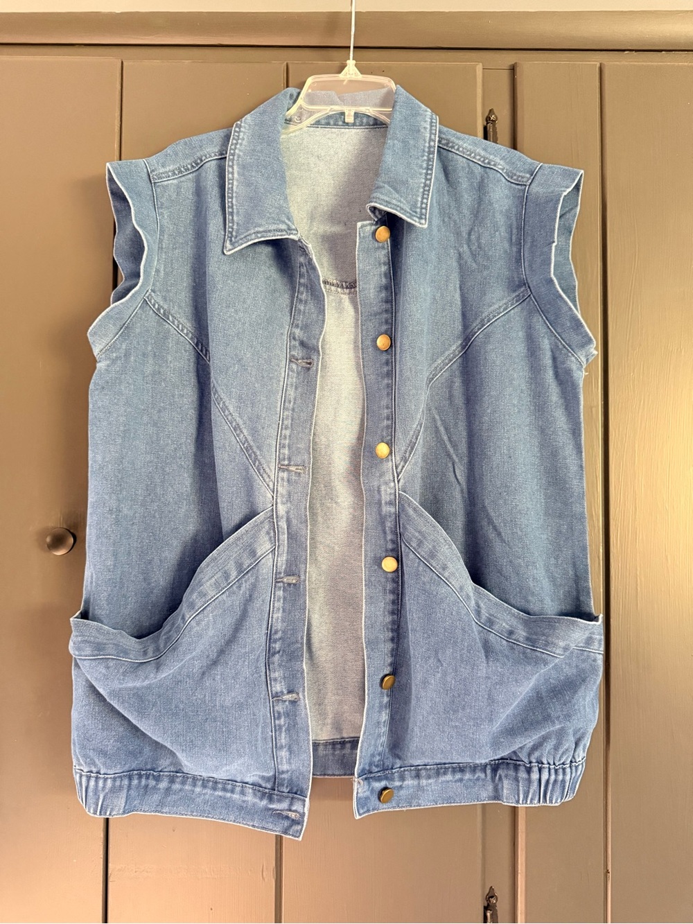 Women's Blue Denim Sleeveless Jacket Vest - Classic Casual Layer